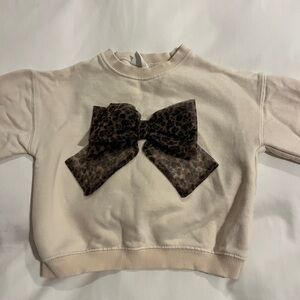Zara Kids Cream Sweatshirt with Leopard Bow